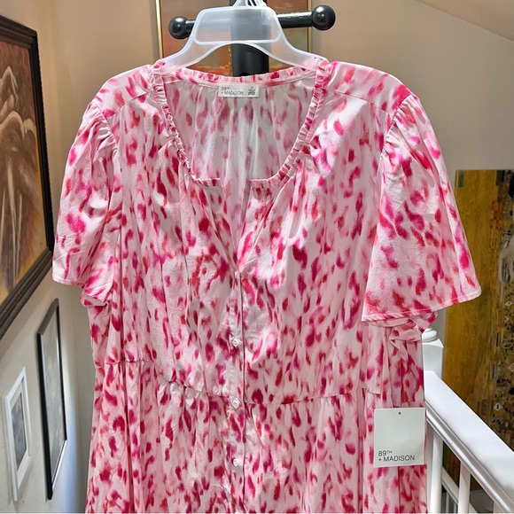 🌞NWT🌞 89TH + MADISON Ruffle Button Front Dress  Size 2X - Picture 2 of 7